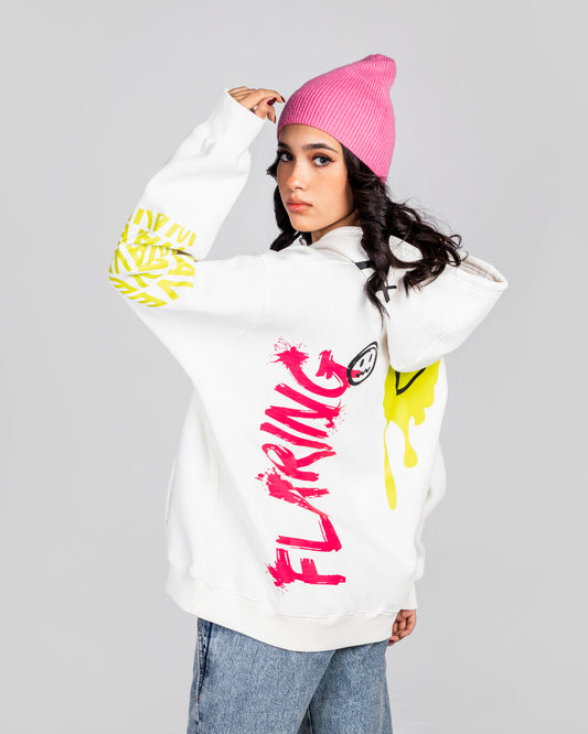 White Flaring Hoodie
