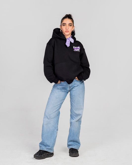 Black Extra Fun Hoodie